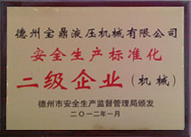 安全生產(chǎn)標(biāo)準(zhǔn)化二級企業(yè)